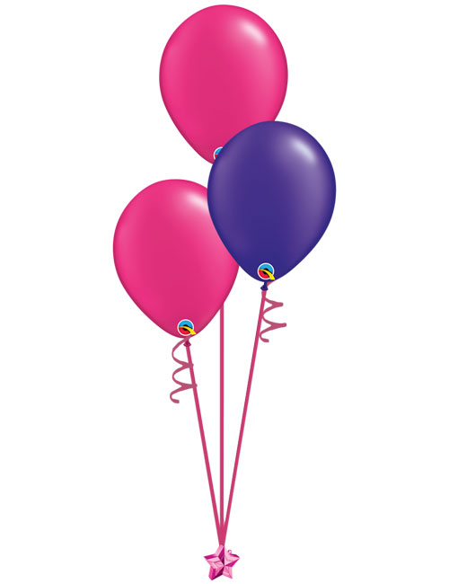 Set of 3 Latex Balloons Magenta and Purple