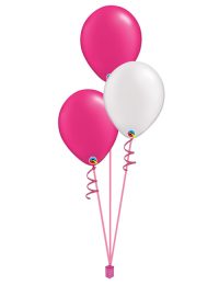 Set of 3 Latex Balloons Magenta and White