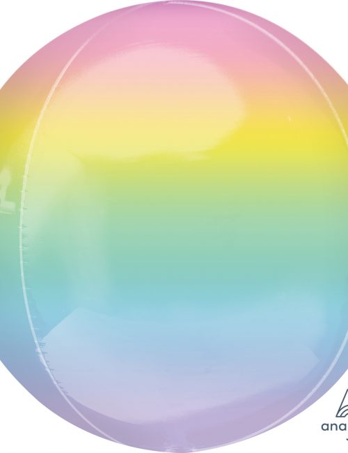 Orbz Foil Balloon 15" x 16" Ombre Pastel Rainbow