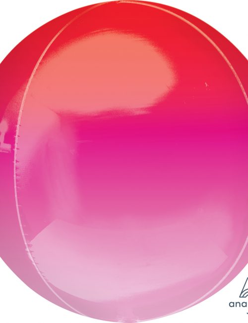 Orbz Foil Balloon 15" x 16" Ombre Red and Pink