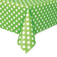 Rectangular Plastic Table Cover 54"x108" Lime Dots