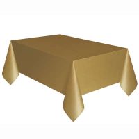 Solid Rectangular Plastic Table Cover 54"x 108" Gold