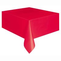 Solid Rectangular Plastic Table Cover 54"x 108" Red