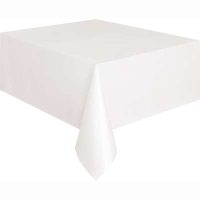 Solid Rectangular Plastic Table Cover 54"x108" White