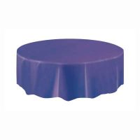 Solid Round Plastic Table Cover 84" Deep Purple