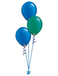 Set of 3 Latex Balloons Blue and Emerald Green