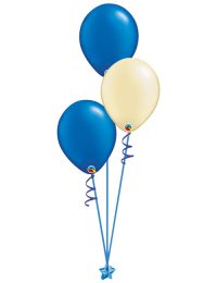 Set of 3 Latex Balloons Blue and Ivory
