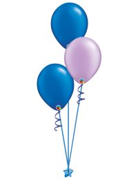 Set of 3 Latex Balloons Blue and Lavender
