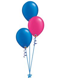 Set of 3 Latex Balloons Blue and Magenta
