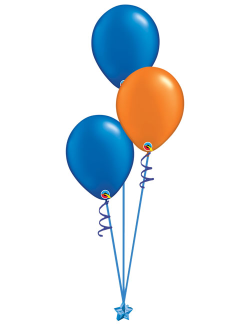 Set of 3 Latex Balloons Blue and Orange