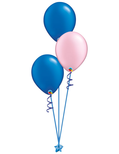 Set of 3 Latex Balloons Blue and Pink