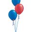 Set of 3 Latex Balloons Blue and Red