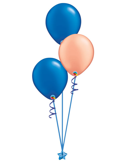 Set of 3 Latex Balloons Blue and Rose Gold