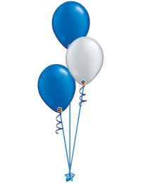 Set of 3 Latex Balloons Blue and Silver