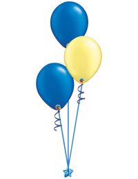 Set of 3 Latex Balloons Blue and Yellow