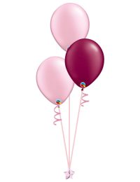 Set of 3 Latex Balloons Pink and Burgundy.