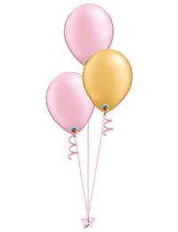 Set of 3 Latex Balloons Pink and Gold