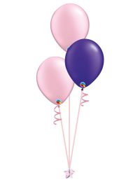Set of 3 Latex Balloons Pink and Purple.
