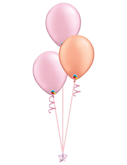 Set of 3 Latex Balloons Pink and Rose Gold.