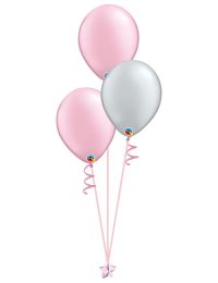Set of 3 Latex Balloons Pink and Silver