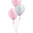 Set of 3 Latex Balloons Pink and Silver