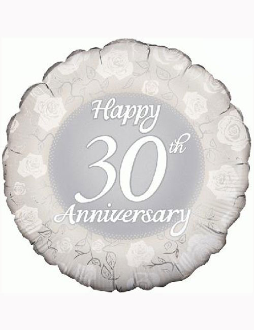 18" Happy 30th Anniversary Balloon.