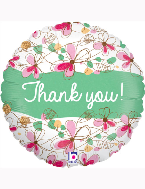 18" Floral Thank You Holographic Balloon