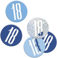 Birthday Blue Glitz Confetti Number 18