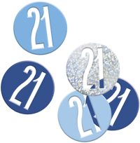 Birthday Blue Glitz Confetti Number 21