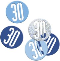 Birthday Blue Glitz Confetti Number 30