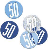 Birthday Blue Glitz Confetti Number 50