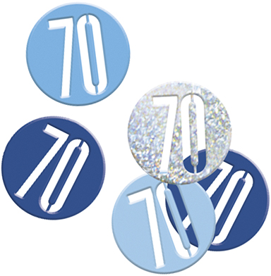 Birthday Blue Glitz Confetti Number 70