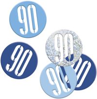 Birthday Blue Glitz Confetti Number 90