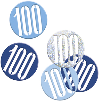 Birthday Blue Glitz Confetti Number 100