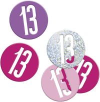 Birthday Pink Glitz Confetti Number 13
