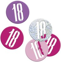 Birthday Pink Glitz Confetti Number 18