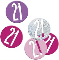 Birthday Pink Glitz Confetti Number 21