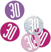 Birthday Pink Glitz Confetti Number 30