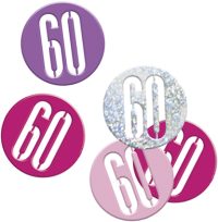 Birthday Pink Glitz Confetti Number 60