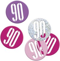 Birthday Pink Glitz Confetti Number 90