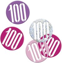 Birthday Pink Glitz Confetti Number 100