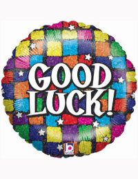 18" Good Luck Squares Holographic Balloon.