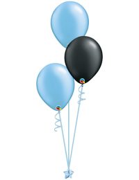 Set 3 Latex Balloons Light Blue Black