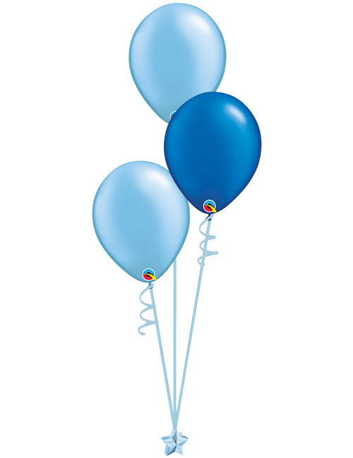 Set 3 Latex Balloons Light Blue Blue