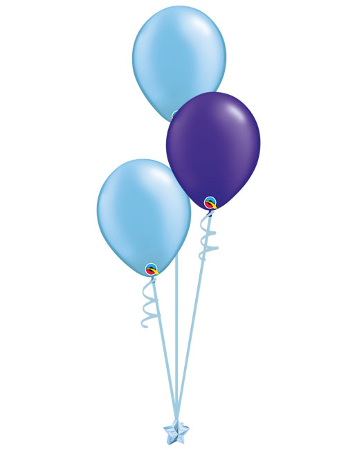 Set 3 Latex Balloons Light Blue Purple