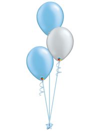 Set 3 Latex Balloons Light Blue Silver