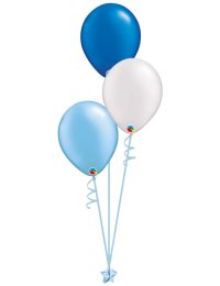 Set 3 Latex Balloons Light Blue White Blue