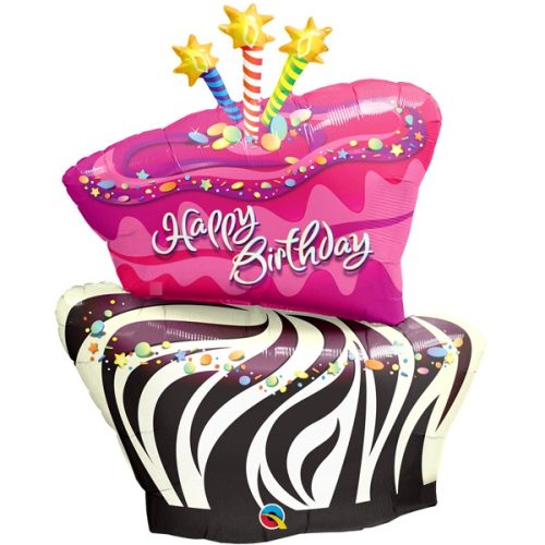 birthday funky zebra stripe cake shape balloon