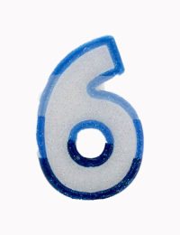 Blue Number 6 Candle
