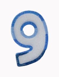 Blue Number 9 Candle